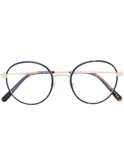 Shop Stella Mccartney Round Frame Thin Rim Glasses In Brown