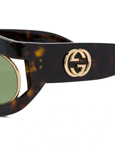 Shop Gucci Eyewear Tortoiseshell-effect Sunglasses - Brown