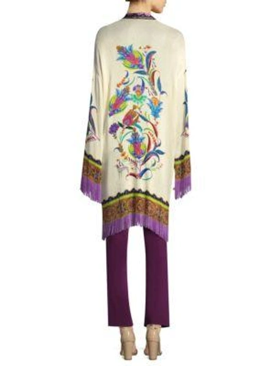 Shop Etro Fringed Knit Cardigan In Multi