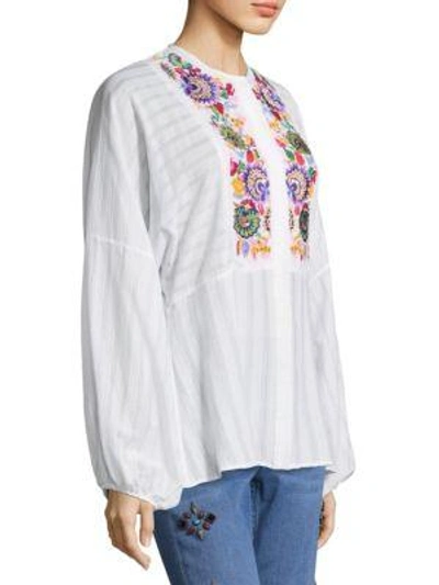 Shop Etro Floral Embroidered Blouse In White