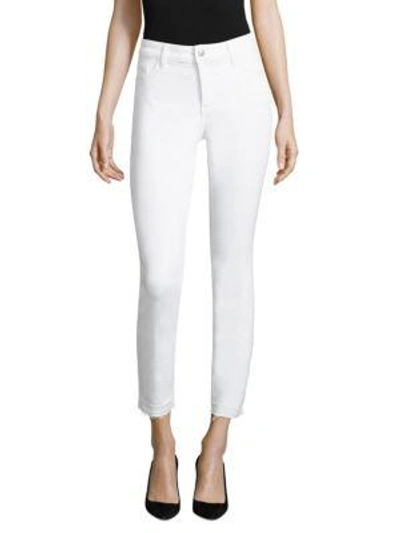 Shop Nydj Ami Frayed Skinny Jeans In Optic White