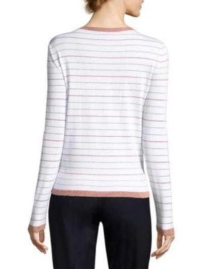 Shop Peserico Lurex Stripe Sweater In White Multi