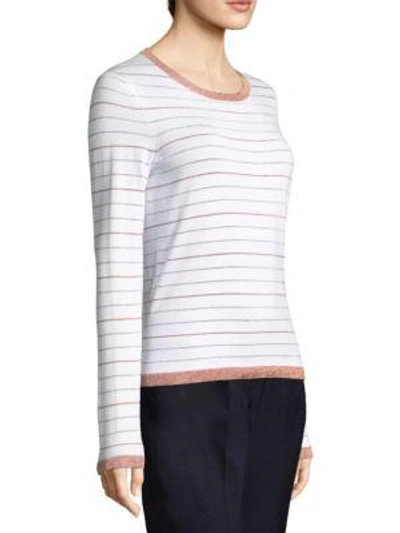Shop Peserico Lurex Stripe Sweater In White Multi