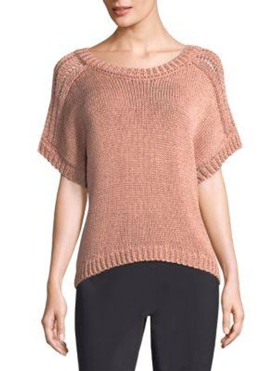 Shop Peserico Chunky Knit Pullover In Terracotta Salmon Pink