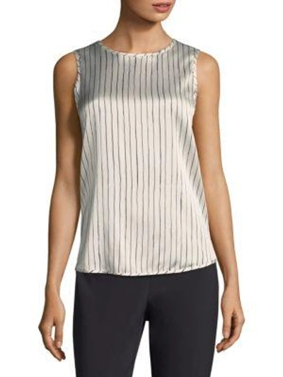 Shop Peserico Silk-blend Shell Top In Ivory Navy