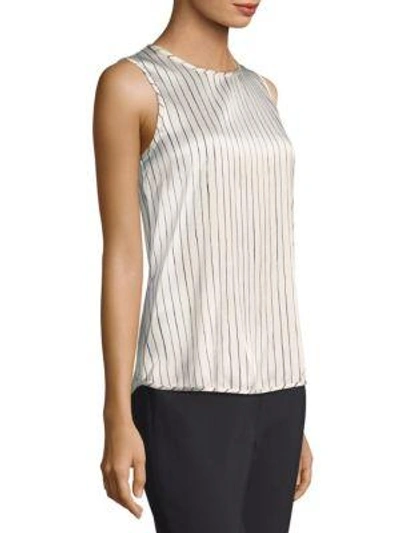 Shop Peserico Silk-blend Shell Top In Ivory Navy