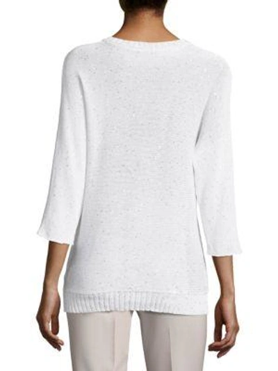 Shop Peserico Sequin Rib-knit Sweater In White
