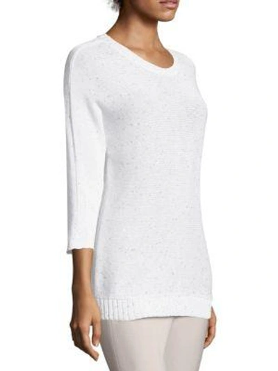 Shop Peserico Sequin Rib-knit Sweater In White