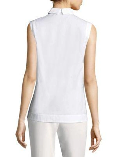 Shop Peserico Sleeveless Button-down Flower Shirt In White