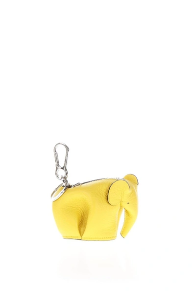 Shop Loewe Elephant Shaped Leather Charm In Yellow