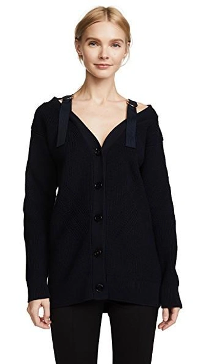 Shop Versace Knit Cardigan With Straps In Black