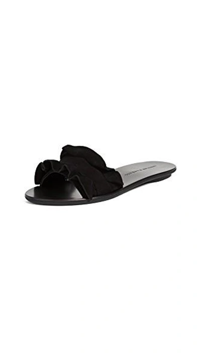 Shop Loeffler Randall Birdie Ruffle Slides In Black