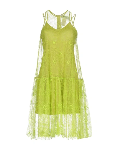 Shop Msgm Knee-length Dresses In Acid Green