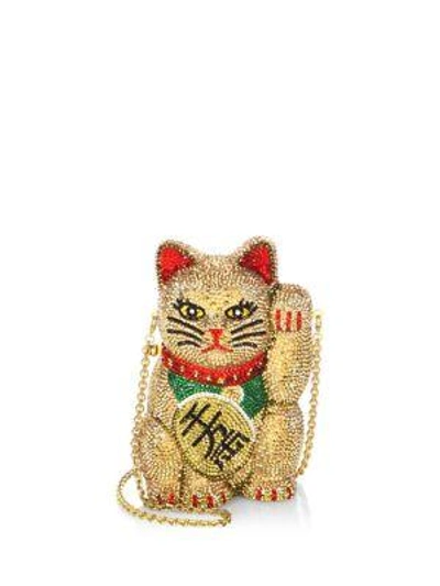 Shop Judith Leiber Women's Maneki Neko Beckoning Cat Crystal Clutch In Gold
