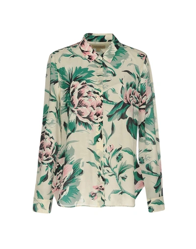 Burberry Floral Print Silk Shirt In Ivory | ModeSens