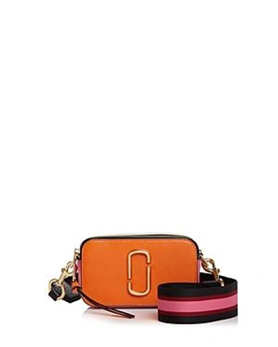 Shop Marc Jacobs Snapshot Leather Camera Bag In New Orange Multi/gold