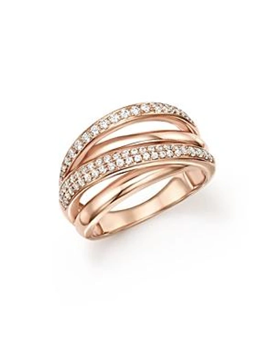 Shop Bloomingdale's Diamond Crossover Ring In 14k Rose Gold, 0.50 Ct. T.w. - 100% Exclusive In White/rose