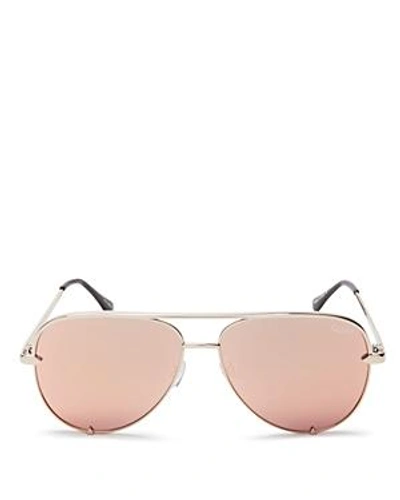 Shop Quay Women's High Key Mini Aviator Sunglasses, 53mm In Gold/gold Mirror