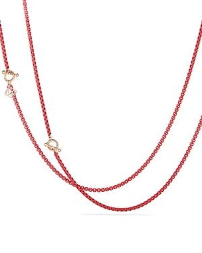 Shop David Yurman Dy Bel Aire Chain Necklace With 14k Gold Accents In Red/rose