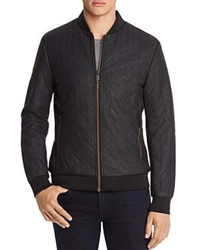 Shop Antony Morato Leather Quilted Bomber Jacket In Black