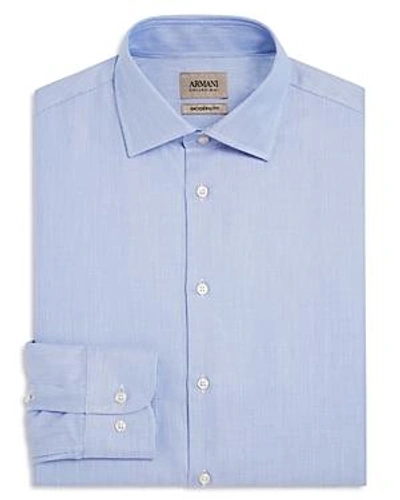 Shop Armani Collezioni Dotted Stripe Classic Fit Dress Shirt In Fancy Blue
