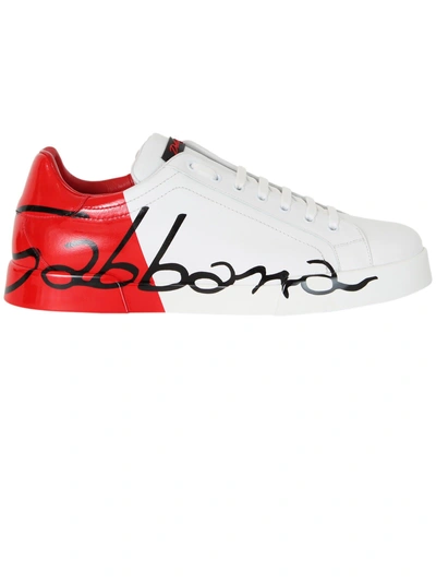 Shop Dolce & Gabbana White Red Portofino Sneakers