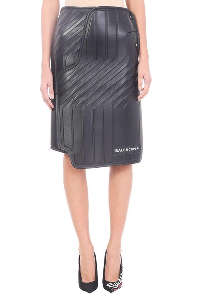 Shop Balenciaga Car Design Leather Skirt In Black