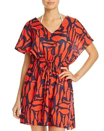 Shop Vilebrequin Silex Fishes Swim Cover-up In Poppy Red