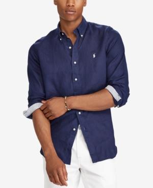 ralph lauren navy linen shirt