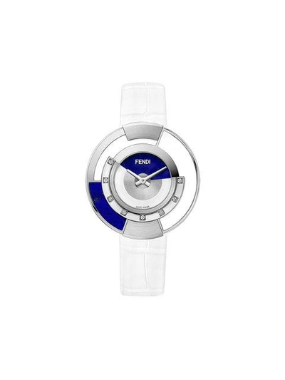 Shop Fendi Policromia Watch In White