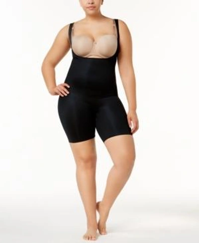 Shop Spanx Plus Size Firm Tummy-control Double-layered Bodysuit 10133p In Very Black