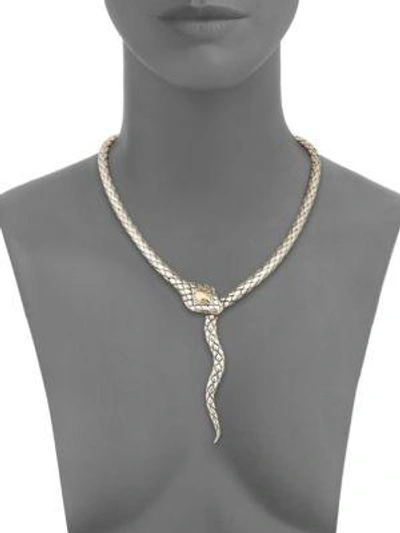Shop John Hardy Cobra Sterling Silver & 18k Yellow Gold Necklace In Silver-gold