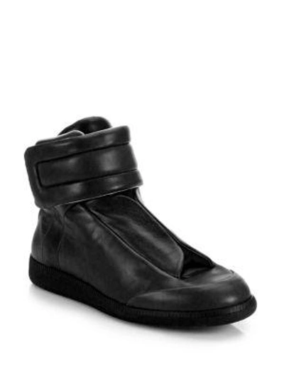 Shop Maison Margiela Future Leather High-top Sneaker In Black