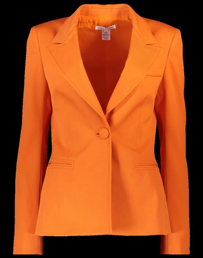 Shop Oscar De La Renta One Button Blazer In Mandarin