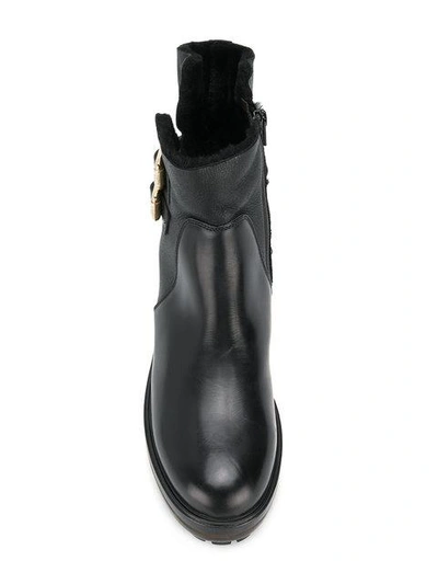 Shop Agl Attilio Giusti Leombruni Chunky Buckled Boots In Black