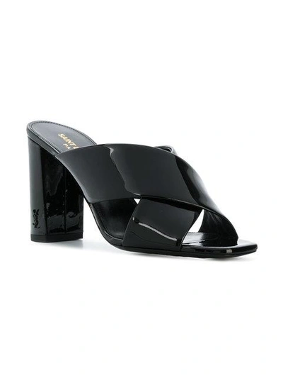 Shop Saint Laurent Loulou 95mm Crossover Sandals In Black