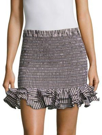 Shop Petersyn Barrett Ruffle Mini-skirt In Sandbar Check
