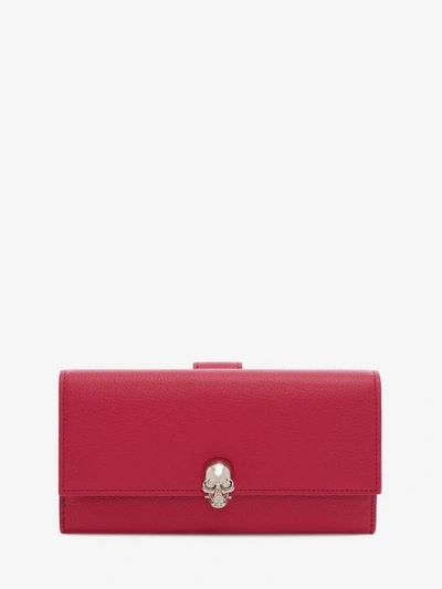 Shop Alexander Mcqueen Continental Skull Leather Wallet In Fuchsia