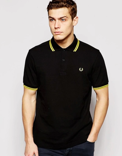 Fred Perry Twin Tip Polo In Regular Fit - Black | ModeSens