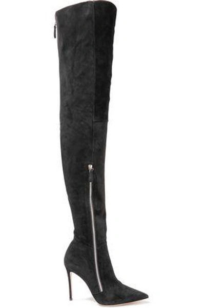 Shop Gianvito Rossi Woman Suede Thigh Boots Black