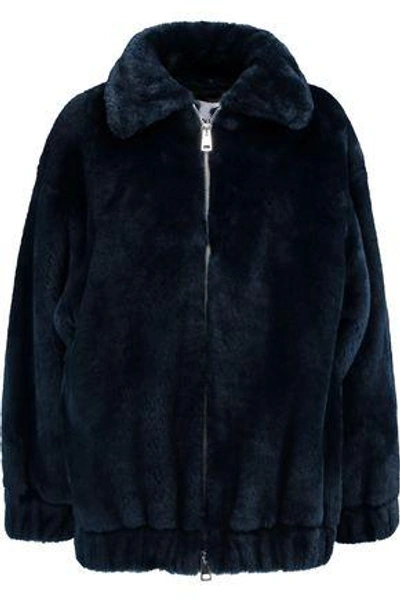 Shop Ainea Woman Oversized Faux Fur Coat Midnight Blue