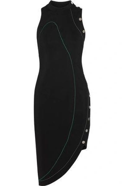 Shop Versace Woman Asymmetric Button-detailed Crepe Dress Black