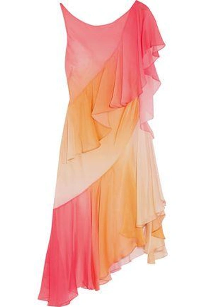 Shop Temperley London Woman Miracle Asymmetric Tiered Silk Dress Coral