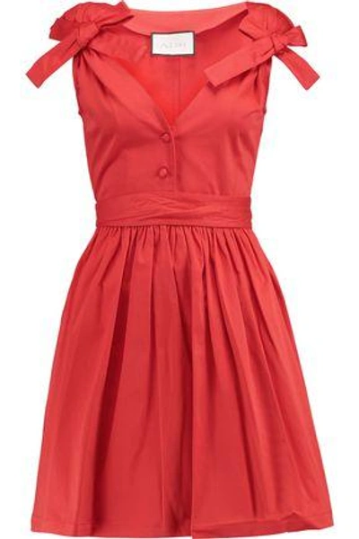 Shop Alexis Woman Kelsi Bow-embellished Cotton-blend Mini Dress Red