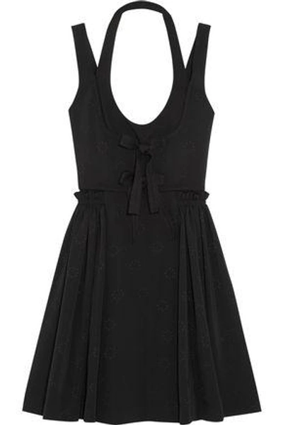 Shop Givenchy Pleated Jacquard Mini Dress In Black