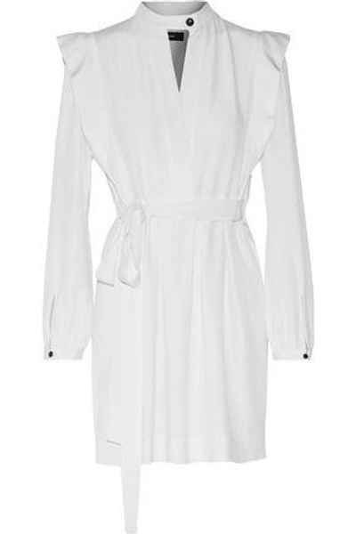 Shop Isabel Marant Woman Brad Pleated Crepe Mini Wrap Dress White