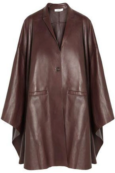 Shop Givenchy Bordeaux Leather Cape In Burgundy
