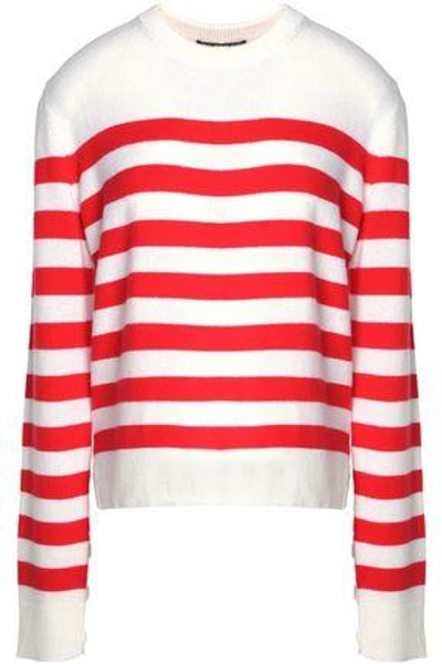 Shop Rag & Bone Woman Striped Cashmere Sweater Ivory