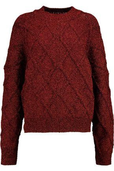Shop Isabel Marant Woman Metallic Stretch-knit Sweater Red