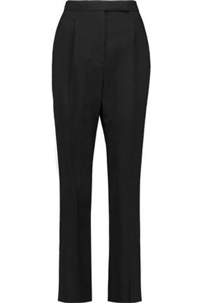 Shop Valentino Wool-blend Crepe Straight-leg Pants In Black